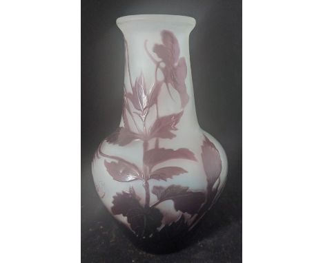 A signed opaque&nbsp;frosted Emile Galle vase C1900 in good condition, stands 15cm high