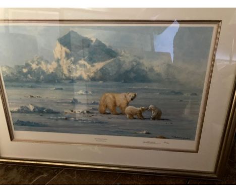 Limited edition print, David Shepherd OBE Polar Bear Country, 654/950 overall size frame,