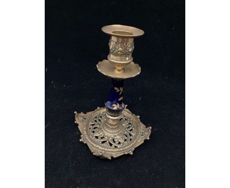 Townshend &amp; Co brass and ceramic spider &amp; webb candlestick c 1890's Birmingham