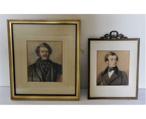 Jos. Richardson, 19th century Portrait of Sir William Cawle, half length, watercolour, 14cm x 12.5cm,  19th century English s