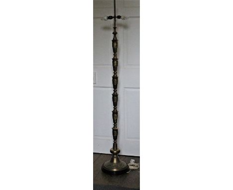 Oriental brass standard lamp