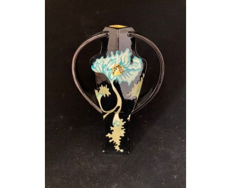 Black Ryden 2 Handled Vase Formerly owned by Moorcroft.