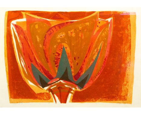 Moyra Cozens (British, 1920-1990), 'Jamaican Fisherman', signed l.r., No.13/15, and 'Flower', signed l.r.,, No.5/16, screen p