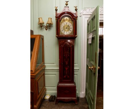 A George III George Washbourn of Gloucester mahogany and marquetry inlay cased eight day longcase clock, circa 1780, the hood