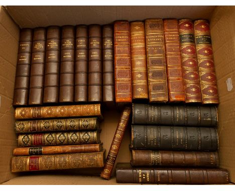 Bindings. Collection of leather-bound books, to include The Works of Fiona Macleod, uniform edition in seven volumes, London: