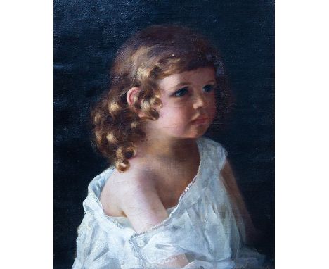 B...Sturmer (German, late 19th Century), portrait of a young girl, half length in a white dress, singed and dated 1896 l.r., 