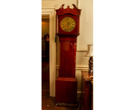 A George III Whitehurst of Congleton eight day mahogany longcase clock, with centre seconds, round 12 inch dial, the case wit