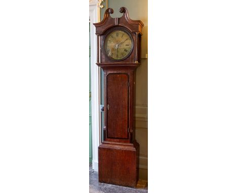 An early George III mahogany 30 hour longcase grandfather clock, Winstanley, Wirksworth, circa 1770, swan-neck cornice with p