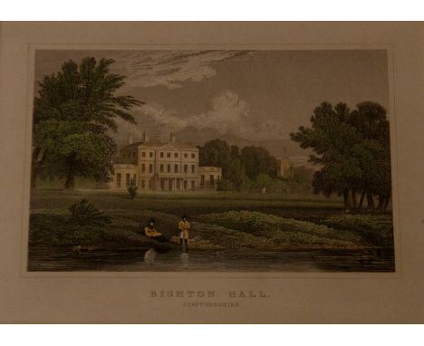 Collection of 20 framed topographical/architectural views of halls and estates in Staffordshire (etchings, engravings, lithog