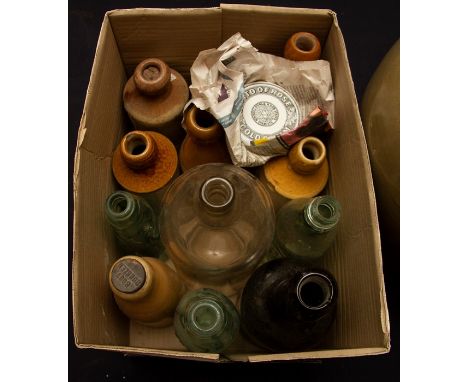 Collection of Victorian &amp; Edwardian ginger beer and codd bottles (Crewe, Fenton, Newcastle-under-Lyme, Hanley), to includ