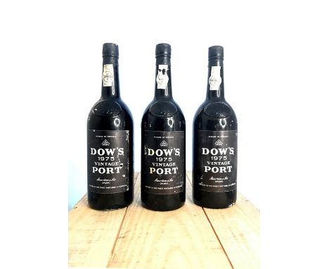 Three bottles of 1975 Dow's Vintage Port.Description:Quantity: 3 bottlesCondition: Mixed.Origin: Private individualType of ce