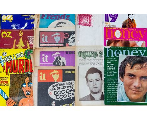 Collection of magazines, including four volumes of International Times, three volumes of Oz, two volumes of Friends/Frendz, n