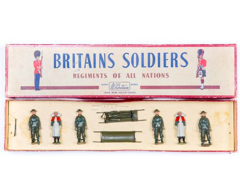 Britains ‘Royal Army Medical Corps Unit’ set No.1723 1941 – 50s, 9 pieces, 7 figures 4 stretcher bearers, 2 Princess Alexandr