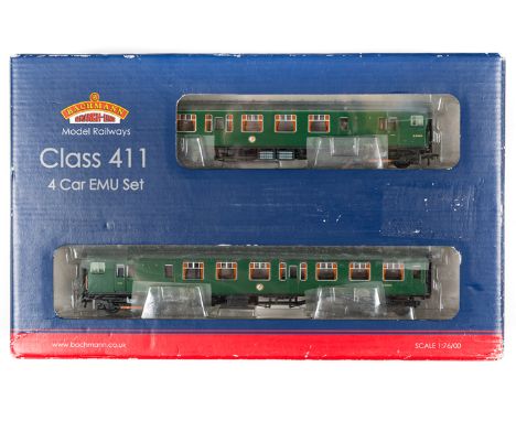 Bachmann OO gauge EMU train pack. BR SR 4-CEP Electric Multiple Unit, 7141 (31-425A). In Brunswick green livery. Boxed, some 