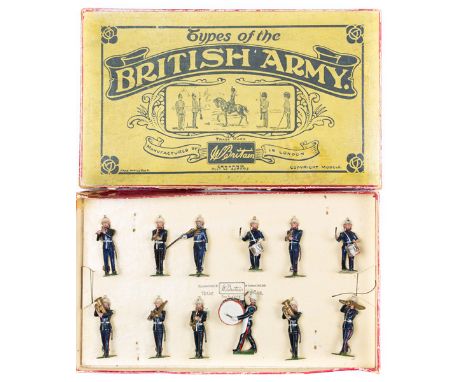 Britains ‘Types of the British Army’ Band of the Royal Marines set No.1291 1934-41 12 bandsmen including band master with mac