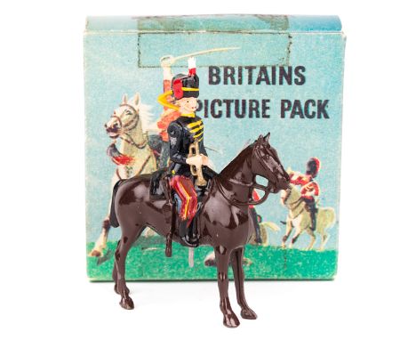 Britains ‘Picture Pack’ Trumpeter 11th Hussars No.1345B. In review order, mounted at the halt. Boxed, minor wear. Item VGC so