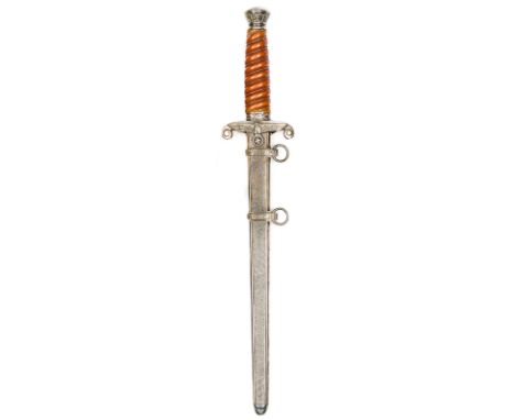 A Third Reich army officer’s dagger, by Paul Seilheimer, Solingen, the silver plated hilt having dark orange grip, in its sil