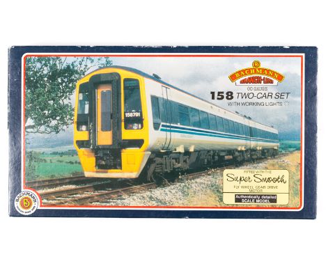 Bachmann OO gauge DMU train pack. Regional Railways class 158 Diesel Multiple Unit two-car set. 158 791 (31-500). In blue & g