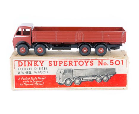 Dinky Supertoys Foden Diesel 8-Wheel Wagon (501). An early DG example in red oxide red with black chassis and silver flash to