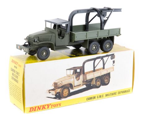 French Dinky Military GMC Army Recovery Truck (Militaire Depannage) (808). Example in matt olive green with French army marki