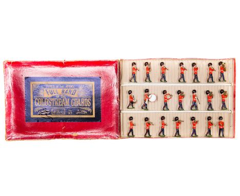 Britains Types of the Army Full Band of the Coldstream Guards No.37. 1934-41 20 marching bandsmen playing instruments and a b
