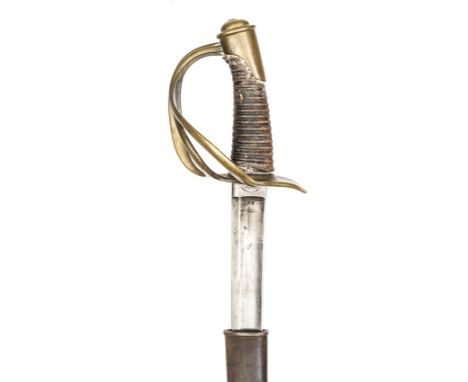 A continental cavalry trooper’s sword,  curved fullered blade 36”, with narrow back fuller to centre section, “Gebr. Weyersbe