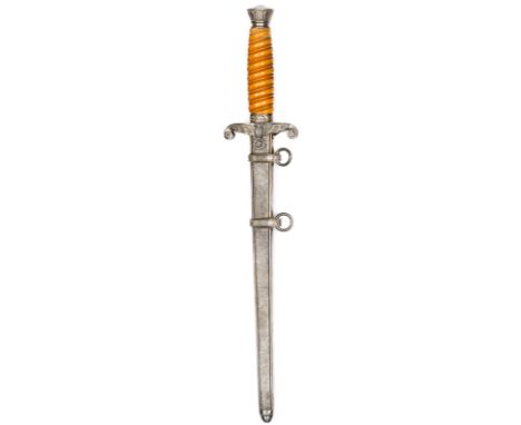 A good Third Reich army officer’s dagger,  by Puma, Solingen, orange coloured ivorine composition grip, blade retains virtual