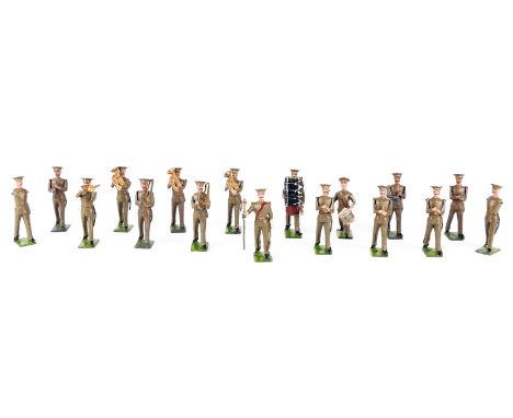 Britains British Band of the Line No.1290. 17 figures marching in khaki active service order, with peaked caps. All playing i