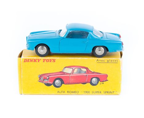 A French Dinky Toys Alfa Romeo ‘1900 Super Sprint’ (24J). An example in blue with windows, plated convex wheels and black rub