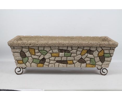 A rectangular garden planter.