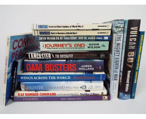 15 x military books - Lot includes a 'Fighter!' book by Bill Gunston, a 'The Vulcan Story' book by Peter R. March, a 'Dam Bus