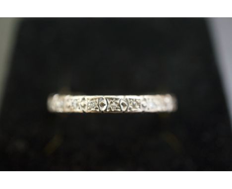 9ct Gold full eternity ring set with diamonds Size R 