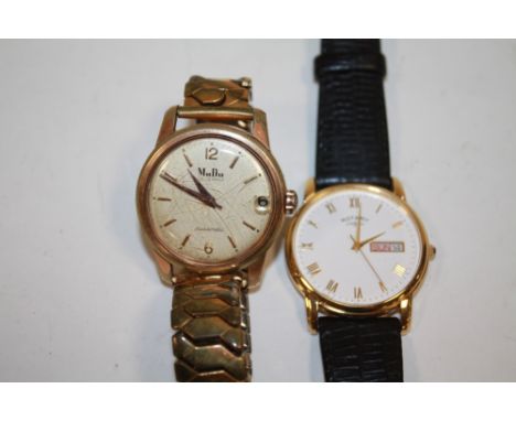 A GENTS MUDU 25 JEWEL DOUBLEMATIC DATE WRISTWATCH TOGETHER WITH A ROTARY EXAMPLE