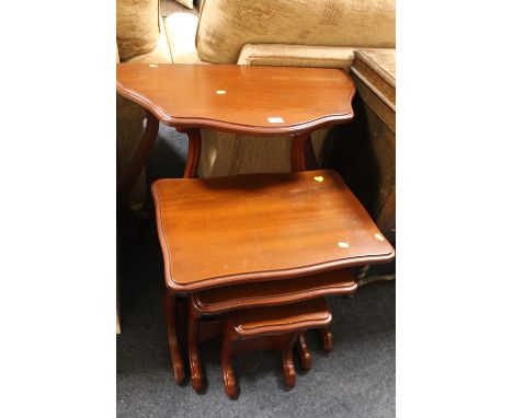 A MODERN CONSOLE TABLE AND NEST OF TABLES