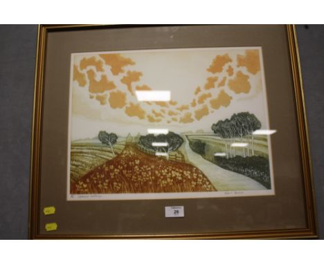 A SIGNED LIMITED EDITION ROBERT BARNES LITHOGRAPH ENTITLED 'EPHEMERAL LANDSCAPE' POSSIBLY AP/100;