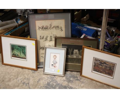 A COLLECTION OF FRAMED AND GLAZED PRINTS TO INCLUDE LOUIS WAIN CAT PRINTS, MABEL LUCIE ATTWELL PRINT ETC. 