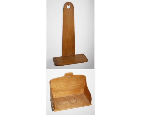A Shaker birch wood candle sconce, together with a Shaker small wall shelf. (2)
