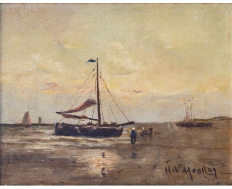 Hendrik Willem-Mesdag (Dutch, 1831-1915) 'The Fishing Fleets Return' oil on panel, signed lower right 5½ x 7in. (14 x 18cm.) 