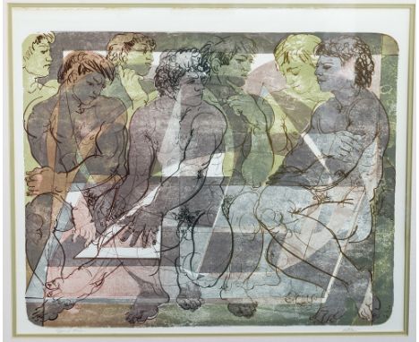 Hans Erni, (Swiss 1909-2015) 'Die Architekten' lithograph 1980, edition 13/150, signed lower right 22 x 30in. (56 x 76cm.)