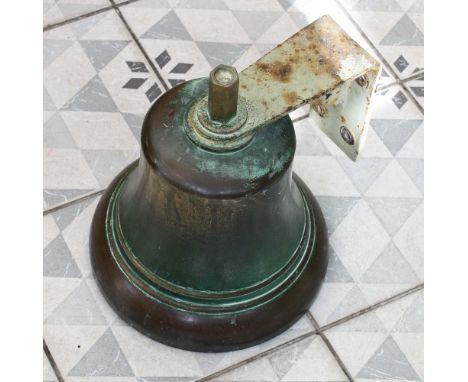 A bronze ship’s bell first half 20th century, with a plain, painted iron bracket, 9in. (22.75cm.) high, 10in. (25.5cm.) diame