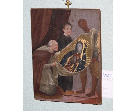 English School (late 18th century) Mary being carried in a shroud oil on panel 6 03-Aug x 4¾in. (16.2 x 12cm.)