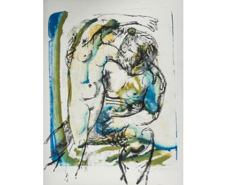 Hans Erni (Swiss, 1909-2015) 'Bacchus Und Nymph' lithograph 1962, edition 13/150, signed lower right, unframed 25½ x 20in. (6