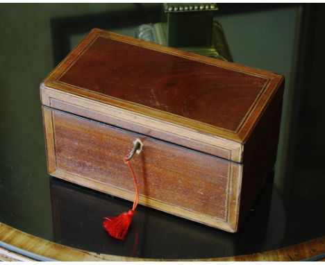 A 19th century banded mahogany tea caddy