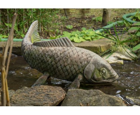 A bronze figure of a carp 23in. (58.4cm.) long.