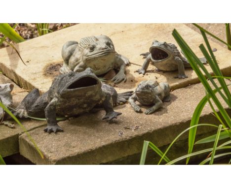 Two bronze toads and two bronze frogs the two largest 8in. (20.3cm.) long. (4)