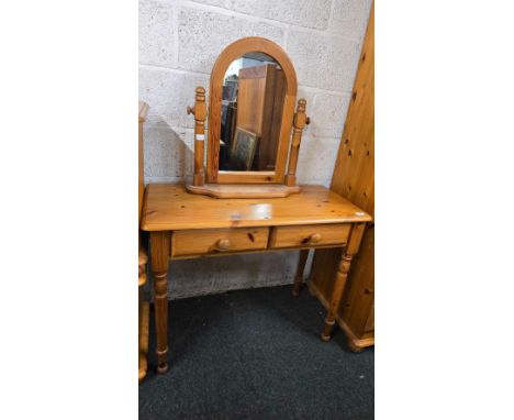 PINE DRESSING TABLE WITH MIRROR