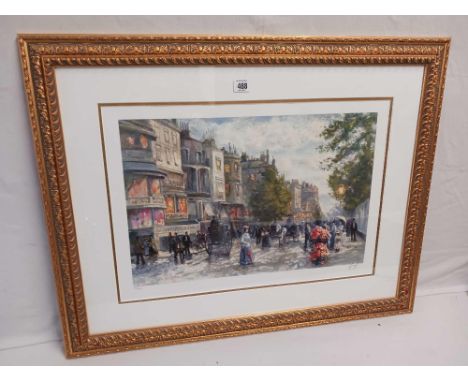 FRAMED SERIO-LITHOGRAPH 'PARK SIDE STREET' BY V.GROMOV