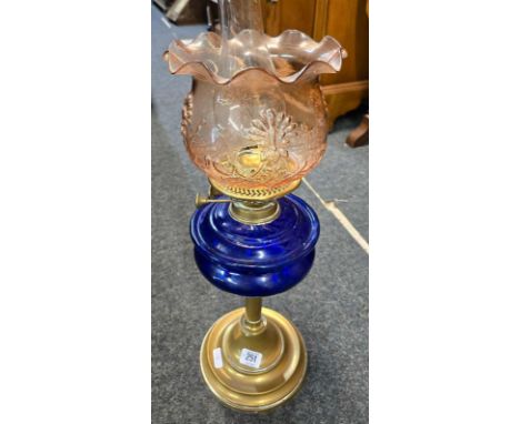 BRASS &amp; GLASS OIL LAMP