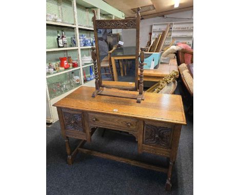 OAK DRESSING TABLE WITH MIRROR