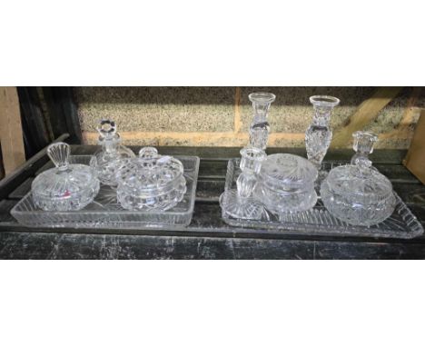 SMALL QTY OF CUT GLASS DRESSING TABLE ITEMS